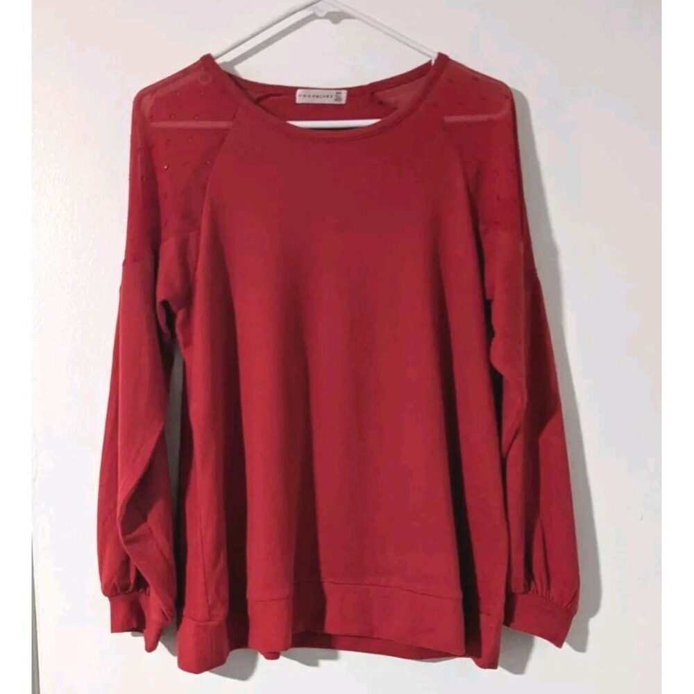 Retrology Sweater Large Red Cable Knit Long Sleeve Round Neck Pullover Size M